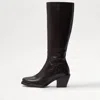 Sam Edelman Women's Tamea Square Toe Stacked Heel Western Boot In Dark Brown Washed Leather In Multi