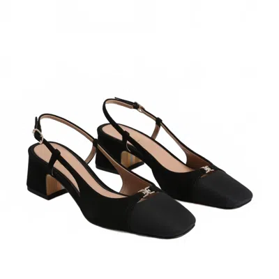 Sam Edelman Women Tarra Slingback Heeled Shoes In Black Suede