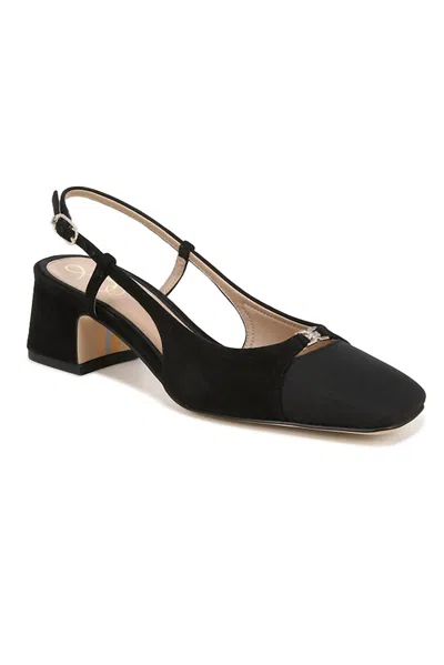 Sam Edelman Women's Tarra Slingback Heels In Black Suede & Fabric