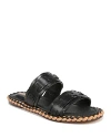 Sam Edelman Tatum Double E Logo Slide Sandal Black Leather In Black