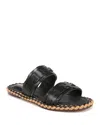 Sam Edelman Tatum Double E Logo Slide Sandal Black Leather In Black