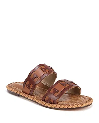 Sam Edelman Women's Tatum Double Strap Espadrille Slide Sandals In Maple Bourbon/rich Cognac