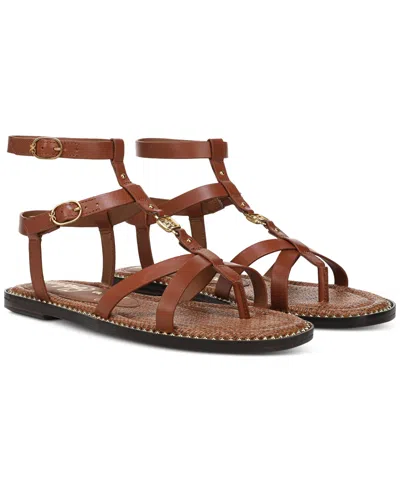 Sam Edelman Women's Teeni Strappy Flat Sandals In Brown Cognac Leather