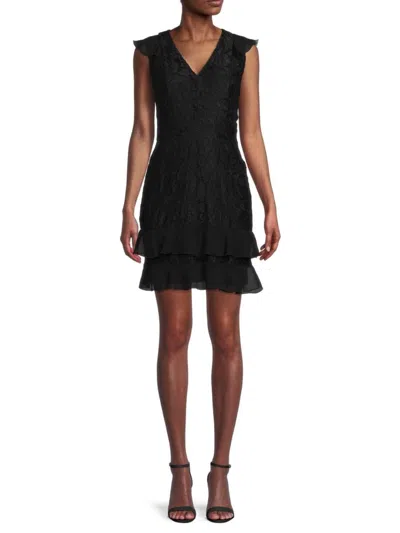 Sam Edelman Women's Tiered Lace Mini Dress In Black