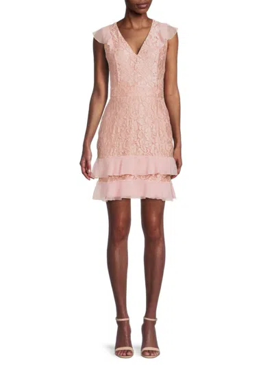 Sam Edelman Women's Tiered Lace Mini Dress In Blush