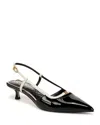 Sam Edelman Toni Slingback Pointed Toe Kitten Heel Pump In Black/alpine