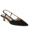 Sam Edelman Toni Slingback Pointed Toe Kitten Heel Pump In Black Leather