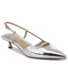Sam Edelman Toni Womens Faux Suede Pointed Toe Slingback Heels In Soft Silver