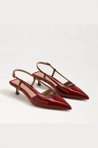 Sam Edelman Women Toni Slingback Kitten Heel In Scarlet Patent In Multi