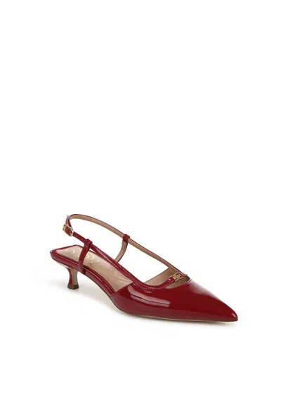 Sam Edelman Women's Toni Slingback Kitten Heel Sandals In Scarlet Patent In Gold