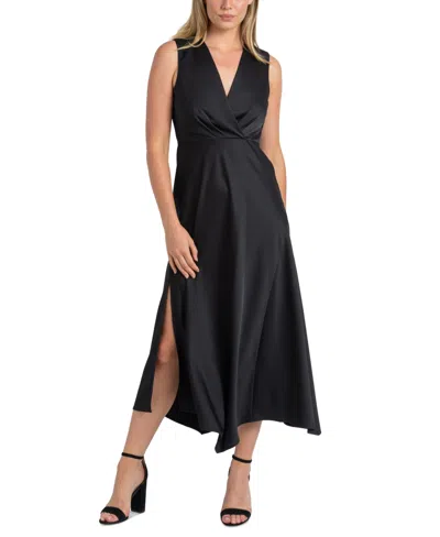 Sam Edelman Women's V-neck Asymmetric-hem A-line Dress In Black