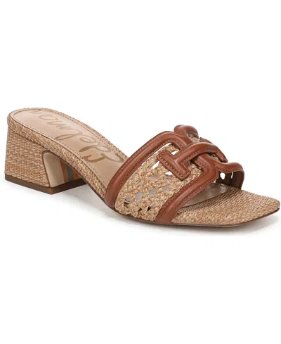 Sam Edelman Women's Waylon Block-heel Slide Sandals In Rich Congac,tawny Tan Leather