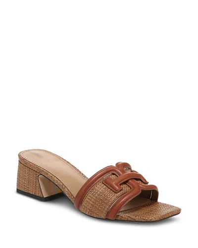 Sam Edelman Women's Waylon Square Toe Logo Block Heel Sandals In Brown