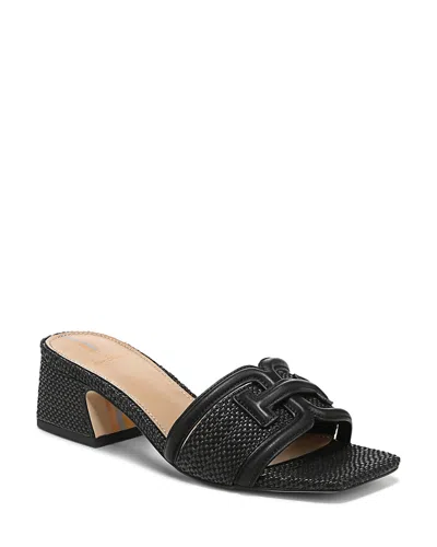 SAM EDELMAN WOMEN'S WAYLON SQUARE TOE LOGO BLOCK HEEL SANDALS