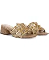 Sam Edelman Waylon Block Heel Slide Amber Gold Weave In Amber Gold Multi