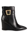 Sam Edelman Weslie Buckle Wedge Bootie In Black