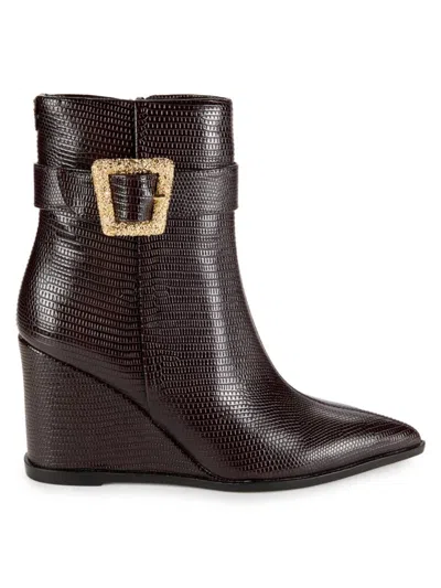 Sam Edelman Women's Weslie Point Toe Wedge Ankle Boots In Coffee