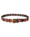 Sam Edelman Linked Braided Leather Belt In Brown
