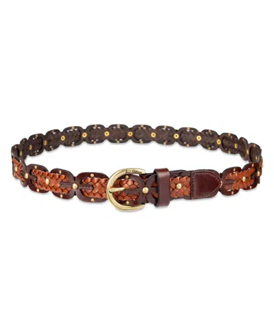 Sam Edelman Women's Western Double-e Link Braided Leather Belt In Brown