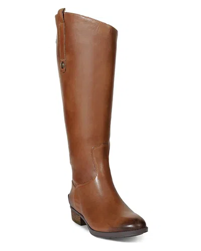 SAM EDELMAN WOMEN'S WIDE CALF PENNY ROUND TOE LEATHER LOW-HEEL RIDING BOOTS,C2341L1