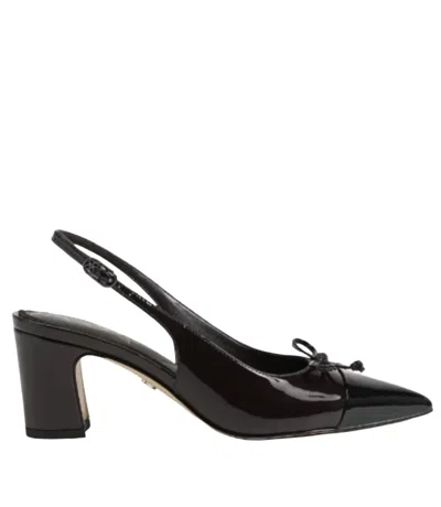 Sam Edelman Women's Willette Slingback Block Heel In Rich Chocolate/black Patent In Multi