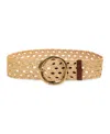 Sam Edelman Women's Woven Leather Belt With Circular Center Bar Buckle In Natural