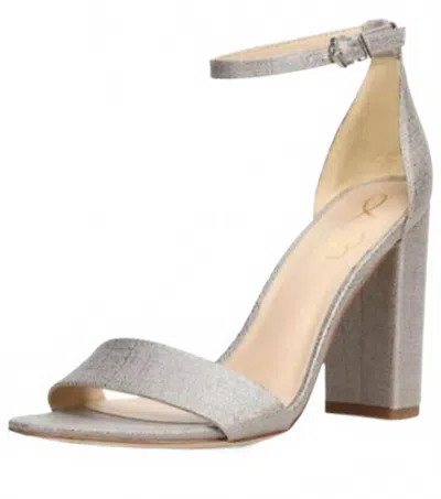 Sam Edelman Women's Yaro Ankle Strap Block Heel Sandal In Pewter Metallic In Silver