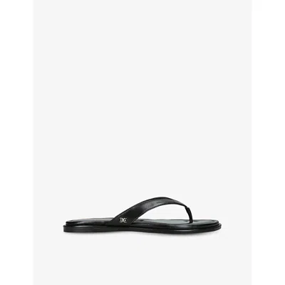 Sam Edelman Womens Black Remi Faux-leather Flat Sandals Eur 37.5 / 4.5 Uk
