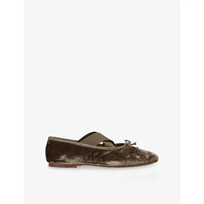 SAM EDELMAN WOMENS BROWN ARYA VELVET BALLET FLATS EUR 41 / 8 UK