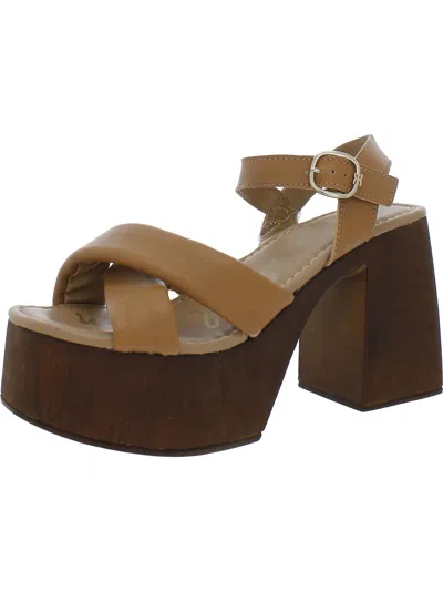 Sam Edelman Womens Comfort Insole Manmade Block Heels In Brown