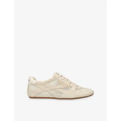 SAM EDELMAN WOMENS CREAM TOBI SUEDE AND MESH TRAINERS EUR 38/5 UK