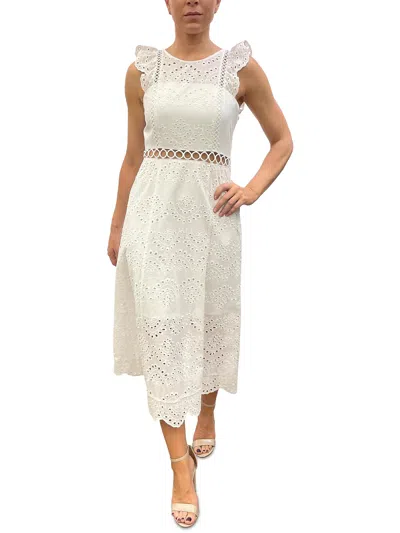 Sam Edelman Womens Eyelet Cotton Midi Dress In White