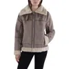 Sam Edelman Womens Faux Fur Lined Cold Weather Leather Jacket In Brown