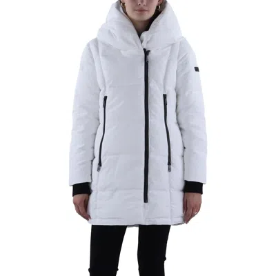 Sam Edelman Womens Faux Fur Lined Hooded Quilted Coat In White