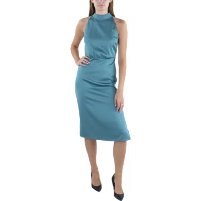 Sam Edelman Womens High Neck Calf Midi Dress In Blue