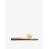Sam Edelman Womens  Irina Branded-strap Leather And Woven Sandals
