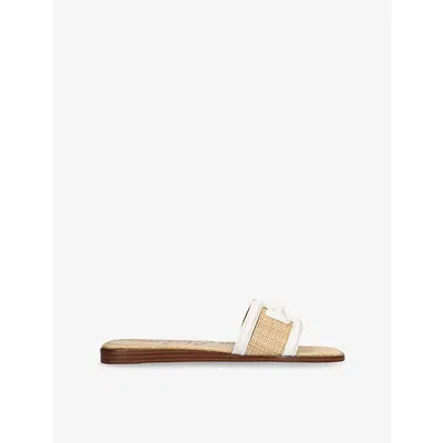 Sam Edelman Womens  Irina Branded-strap Leather And Woven Sandals
