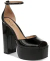 Sam Edelman Kori Ankle Strap Peep Toe Platform Sandal In Black Patent
