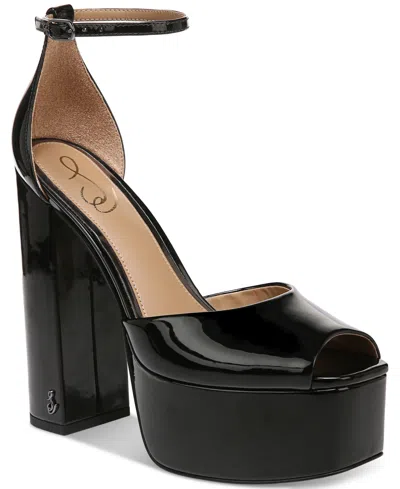 Sam Edelman Womens Kori Ankle Strap Platform Dress Sandals In Black Patent