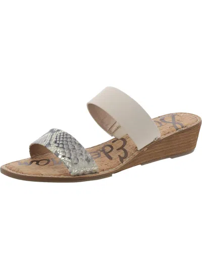Sam Edelman Womens Leather Slides Wedge Sandals In Multi