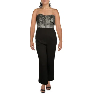 Sam Edelman Womens Metallic Strapless Jumpsuit In Black