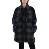 Sam Edelman Womens Plaid Collared Shirt Jacket In Black