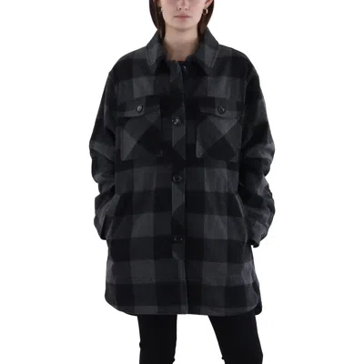 Sam Edelman Womens Plaid Collared Shirt Jacket In Black