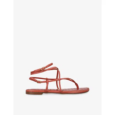 Sam Edelman Womens Red Clarra Leather Sandals Eur 37 / 4 Uk