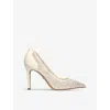 Sam Edelman Womens Hazel Rhinestone-embellished Mesh Courts Crea In Cream