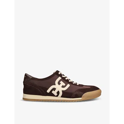 Sam Edelman Womens Brown/oth Ivey Branded Leather And Suede Low-top Trainers Eur 36 / 3 Uk