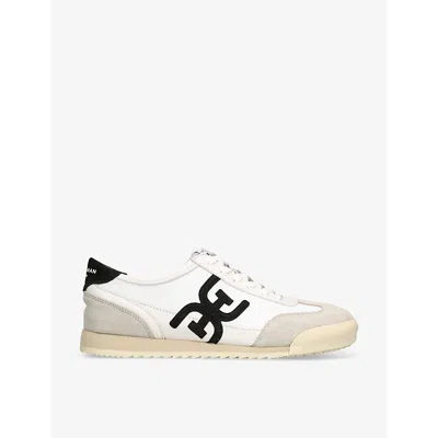 SAM EDELMAN WOMENS WHITE IVEY BRANDED LEATHER AND SUEDE LOW-TOP TRAINERS EUR 36 / 3 UK