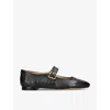 Sam Edelman Womens Black Michaela Square-toe Leather Ballet Flats In Black