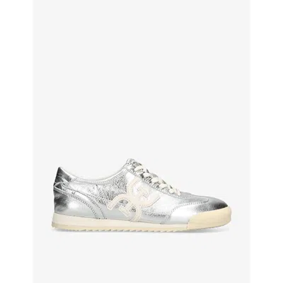 Sam Edelman Womens Silver Ivey Metallic Leather Low-top Trainers