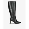 Sam Edelman Womens Black Sylvia Knee-high Leather Heeled Boots In Black